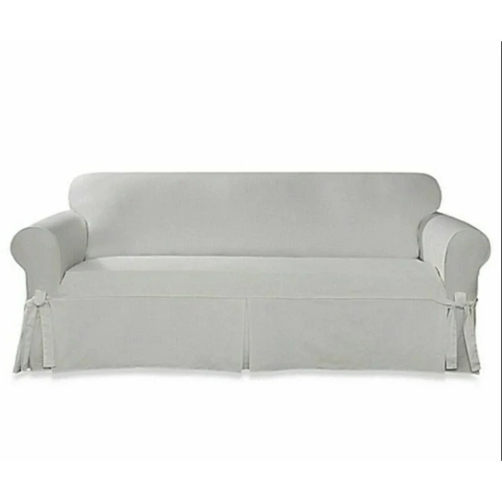 Sure Fit essential Twill Sofa Slipcover White 1 pc Cushion washable cotton twill
